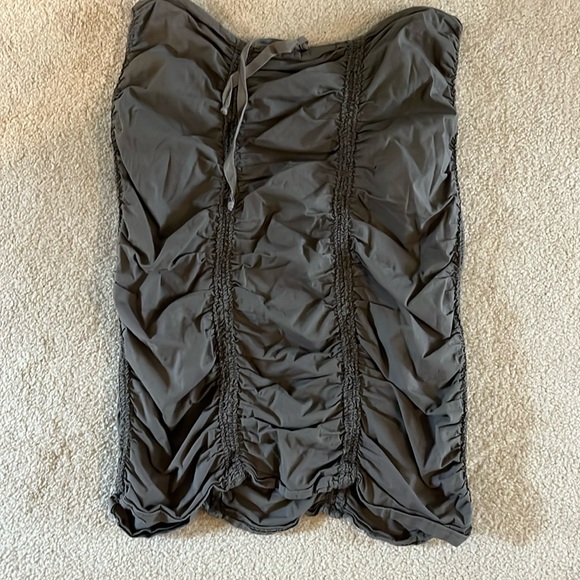 Hot Mama ruched midi drawstring skirt, khaki-army green, SO ADORABLE! - Picture 1 of 4